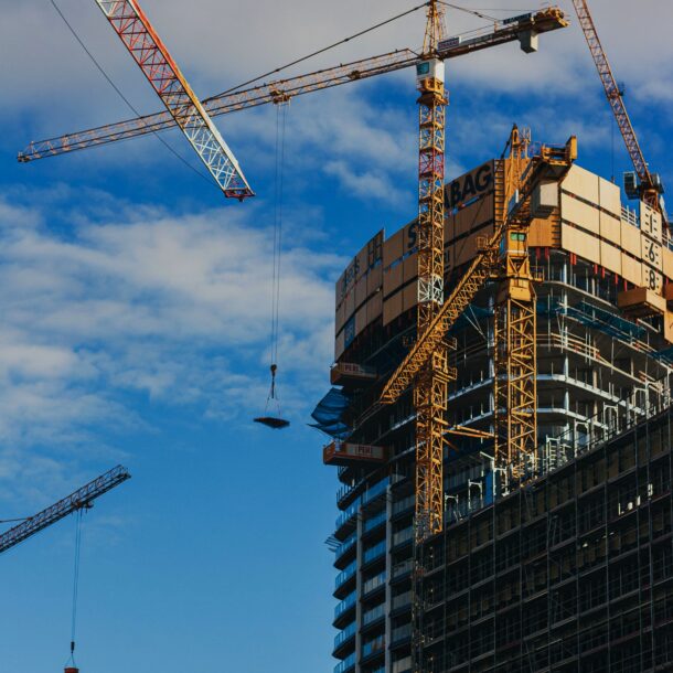 High-rise construction project supported by contract financing and trade finance solutions.